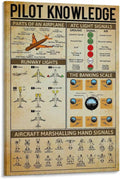 Pilot Knowledge Art Wall Decor Retro Parts Of An Airplane Printed Poster Canvas Wall Art Print Are Used For Room Aesthetics And Decoration 24x36inch(60x90cm)