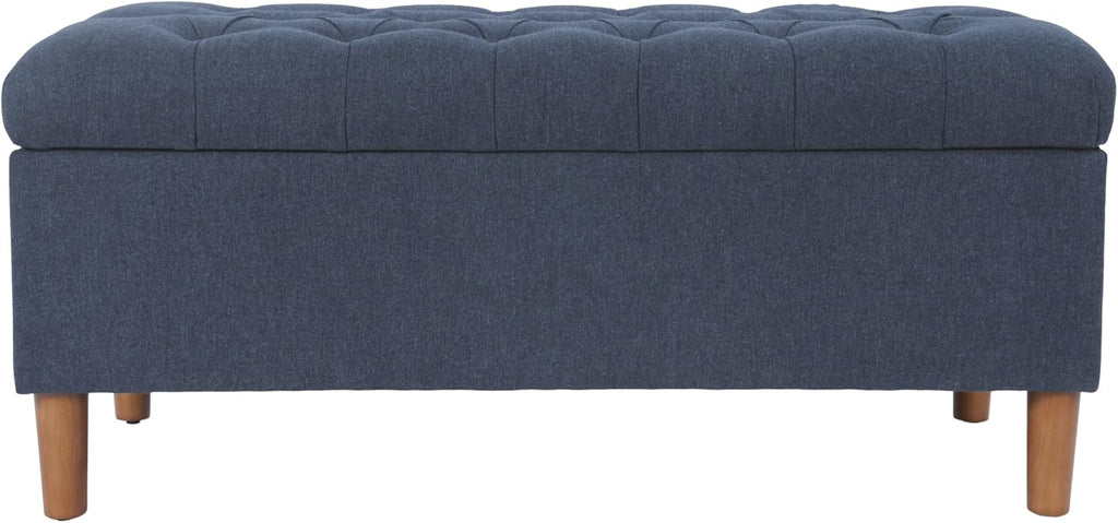 HomePop 40' Ainsley Button Tufted Storage Bench - Blue Woven