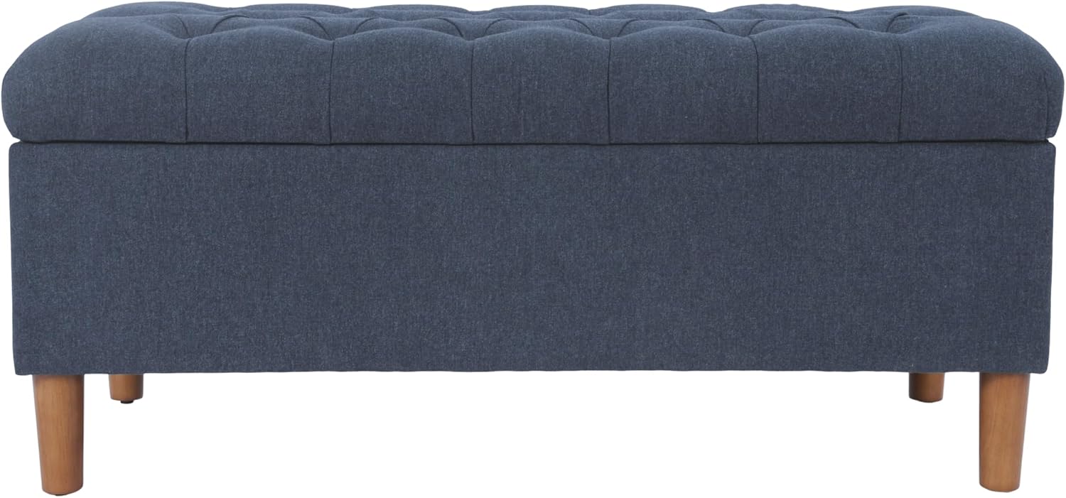 HomePop 40' Ainsley Button Tufted Storage Bench - Blue Woven