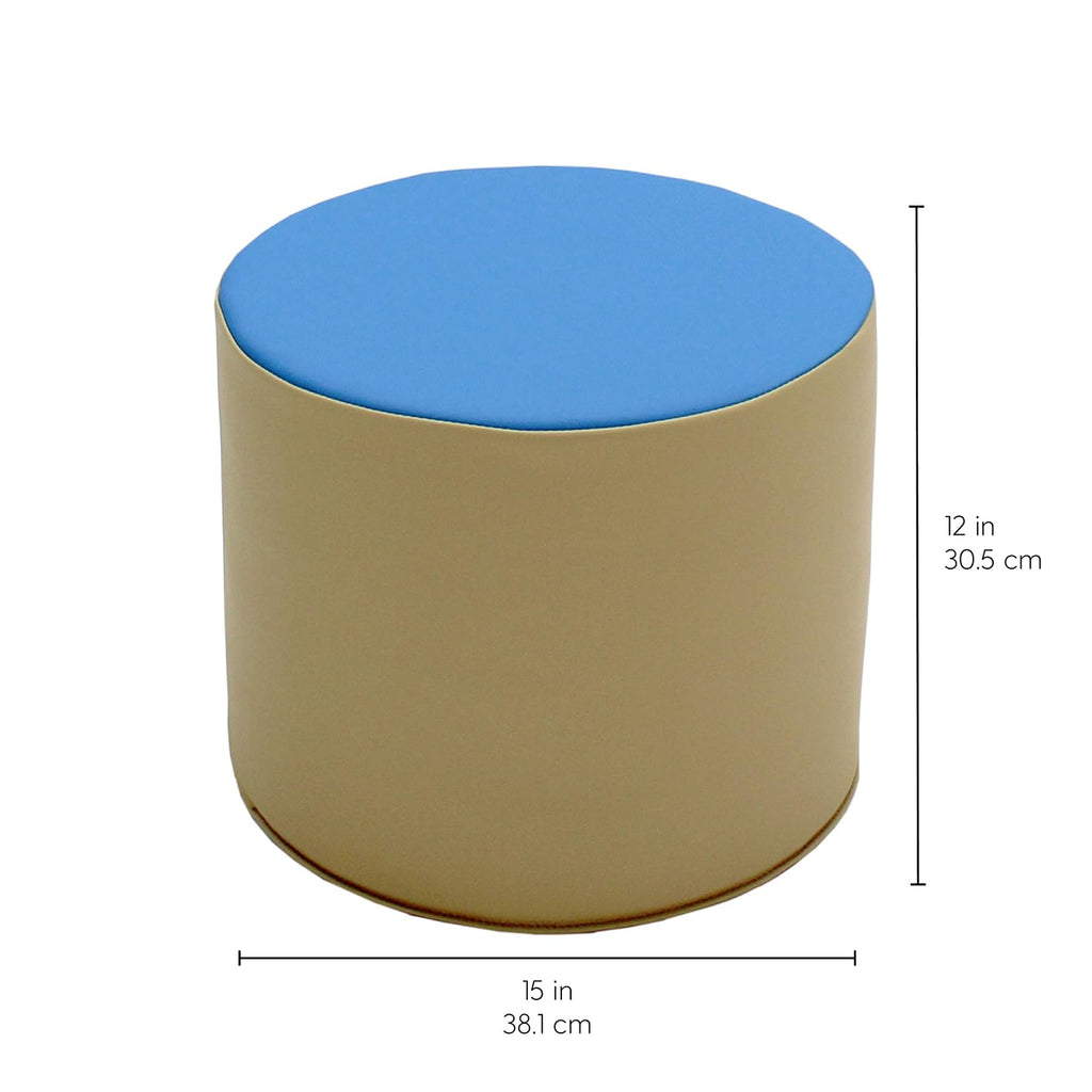 FDP SoftScape 15 inch Round Two-Tone Accent Ottoman for Ages 3-7 Modern Children's Furniture, Flexible, Lightweight Foam Seating for Home, Playroom, Classroom, Library (4-Piece) - Sand, 12763-SD
