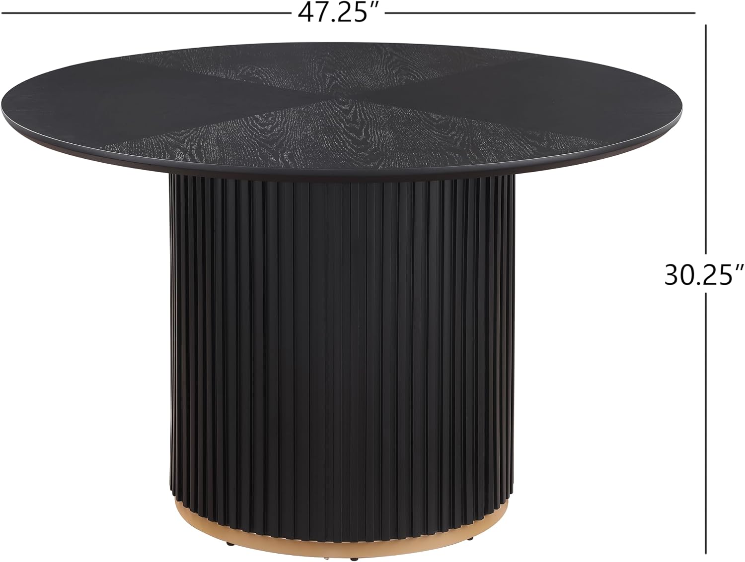 Christopher Knight Home Nalinga Modern Dining Table with Round Wood Table Top and Iron Pedestal Base, Metal Drum Base Kitchen Table for 4-6 People, Premium Quality, Black