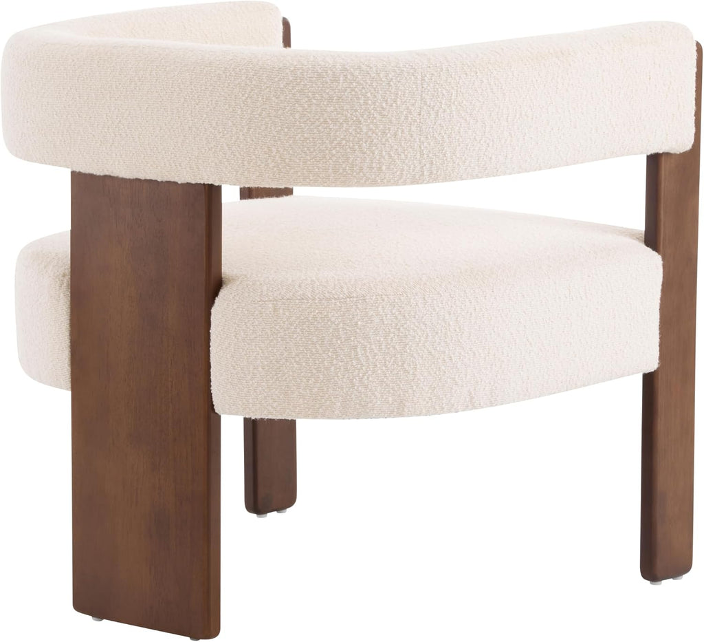Christopher Knight Home Nettie Modern Accent Chair for Living Room, Boucle Fabric Single Lounge Sofa Chair with Wooden Frame, Comfy Reading Chair for Bedroom, Lounge Armchair with Soft Cushion, Beige