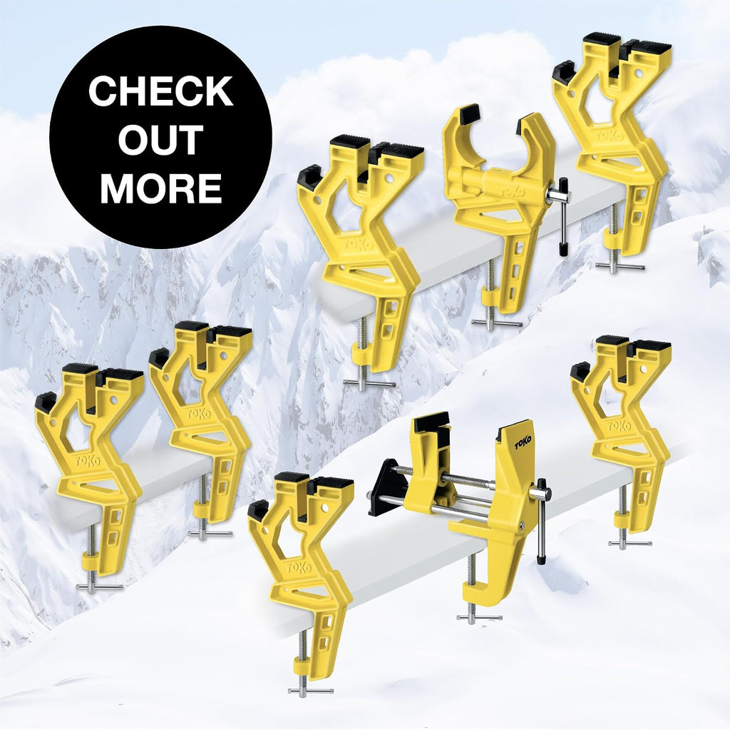TOKO World Cup Alpine Ski Vise Grip for Tuning and Waxing - Secure No Slip Grip and Adjustable Angle for Edge Preparation - 3 Piece Set