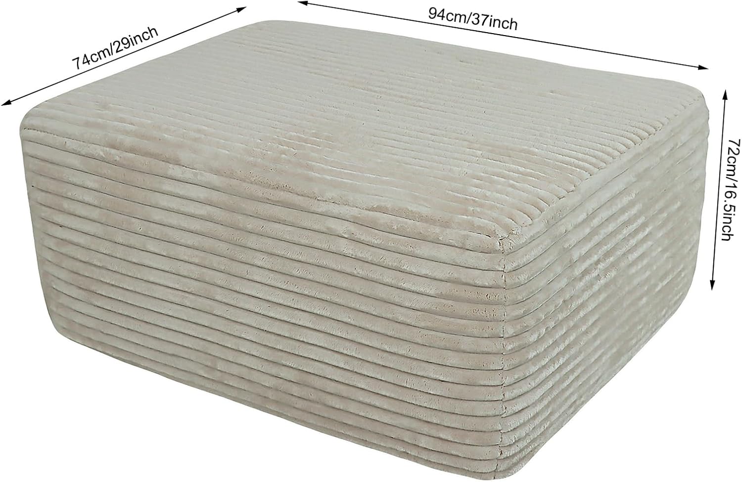 EVLIQUIL Large Ottoman Foot Rest 37' Beige, Sofa Couch Ottomon with Soft Long-Pile Fabric, High Resilience Foam & Spring Support, Ottoman for Living Room Extra Seating