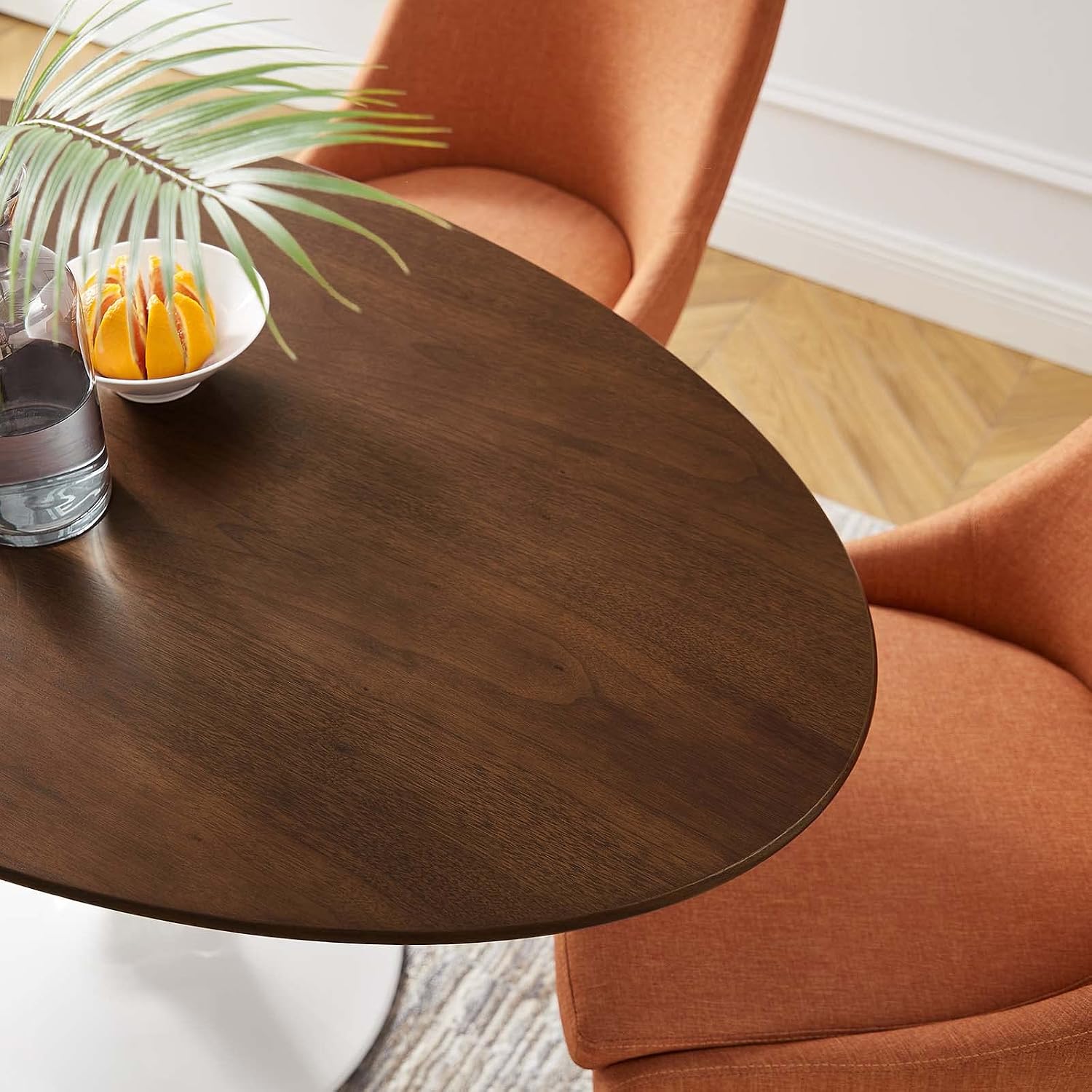 Modway Lippa 48' Mid-Century Modern Dining Table with Oval Top in Walnut