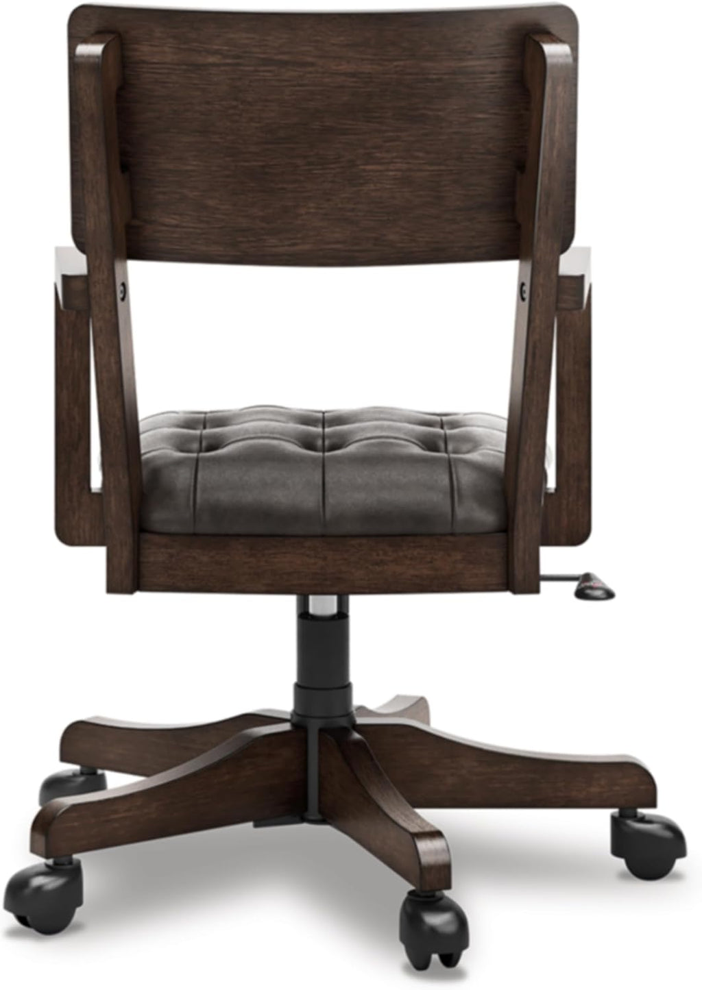 Signature Design by Ashley Breckington Contemporary Faux Leather Tufted Home Office Desk Chair with Adjustable Height and Casters, Solid Wood, 28.75' W x 28.75' D x 38' H, Dark Brown