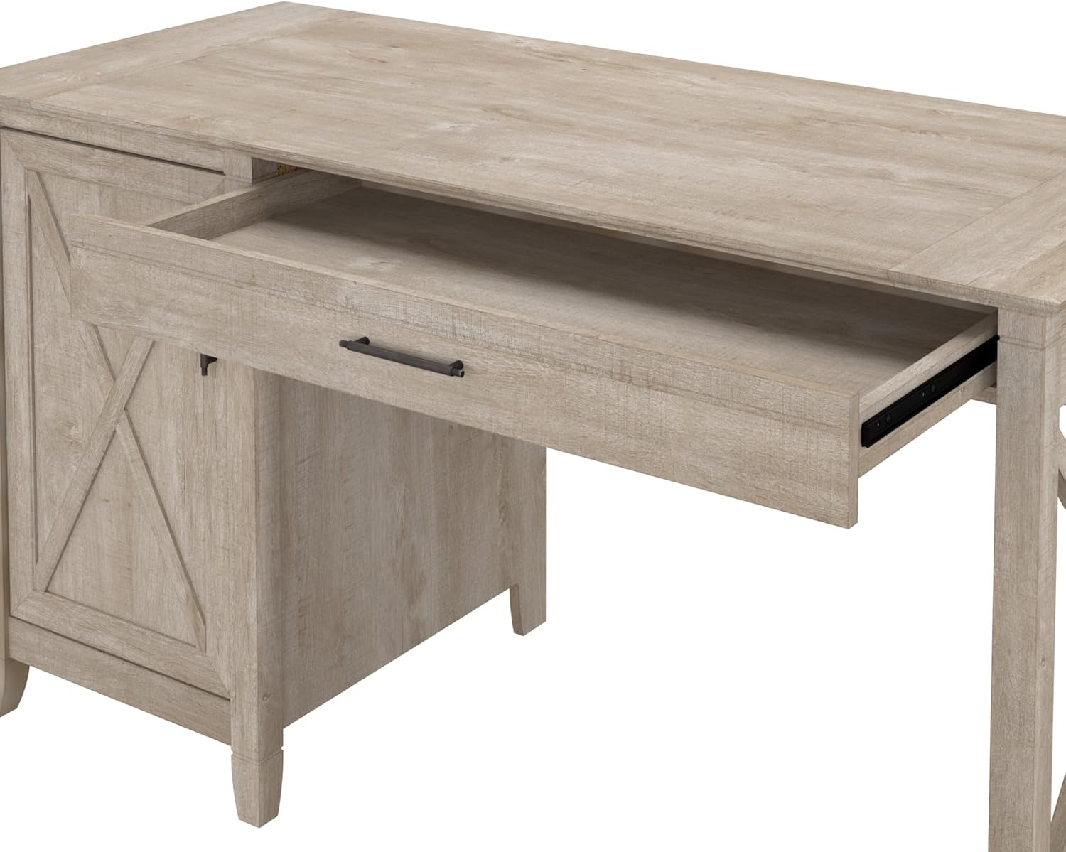Bush Home Key West Computer Desk with Storage | Farmhouse PC Table for Home Office in Washed Gray | 54W x 24D