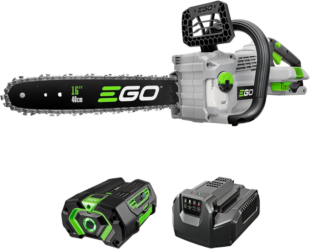 EGO POWER+ Chain Saw, 16' Battery Powered Chainsaw, Electric Cordless, Includes 56V 4.0Ah Battery and Charger – CS1613