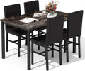 DKLGG Dining Table Set for 4, Modern Kitchen & Dining Room Sets Faux Marble Table with 4 Leather Chairs for Small Space, Home Kitchen, Apartment, Brown