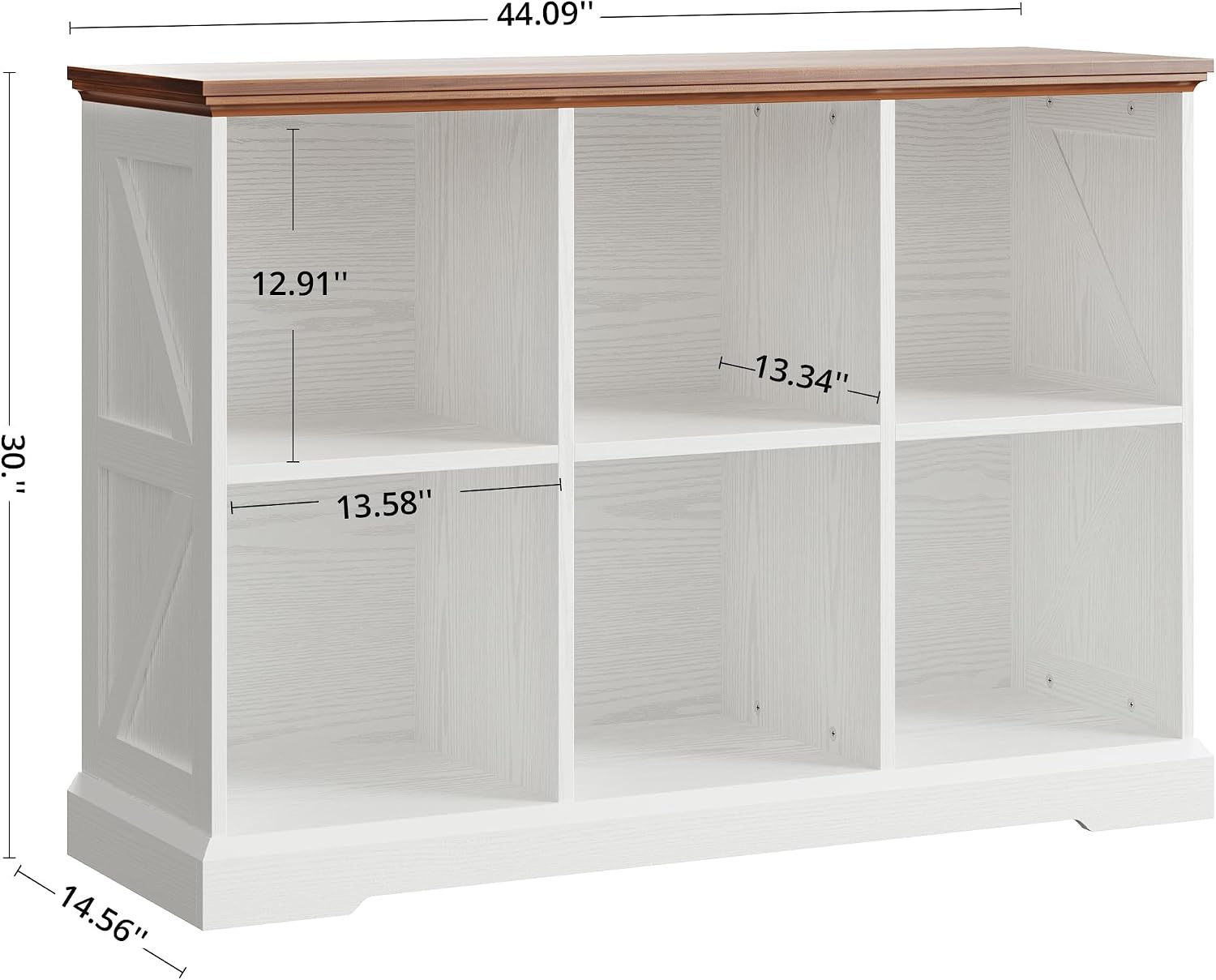 IRONCK 6 Cube Storage Organizer, Wooden Cube Shelf with Storage, Farmhouse Bookcase for Bedroom, Living Room and Home Office, White