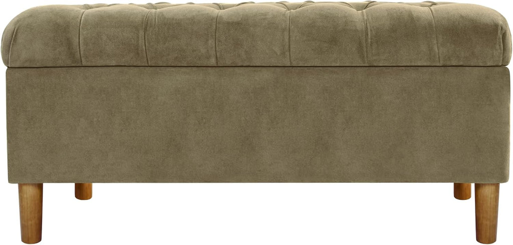 HomePop 40' Ainsley Button Tufted Storage Bench - Light Sage Green Velvet