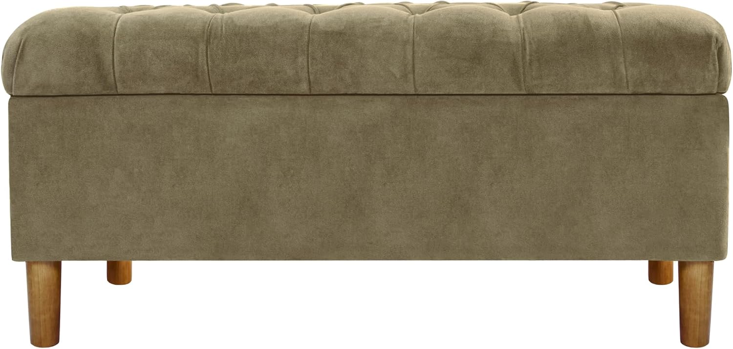 HomePop 40' Ainsley Button Tufted Storage Bench - Light Sage Green Velvet