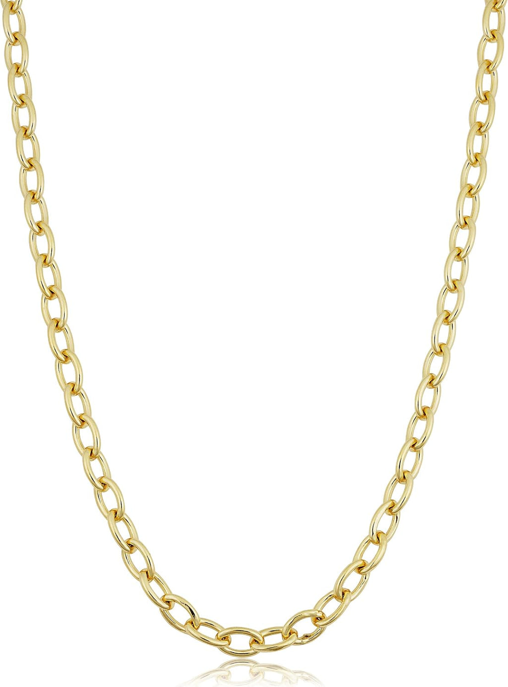 Solid 14k Yellow Gold Filled 5.1 mm Oval Cable Link Chain Necklace for Men and Women