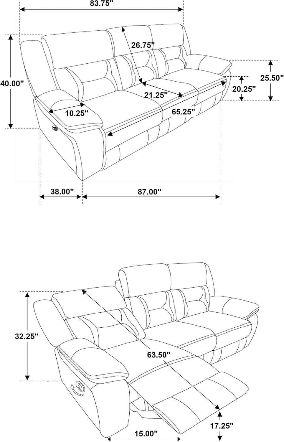 Coaster Home Furnishings - Greer - Leatherette Upholstered Reclining Sofa Set with Built-in Cupholders, Lift Top Storage Console, and Drop-Down Table - Living Room - Brown - 651354-S2
