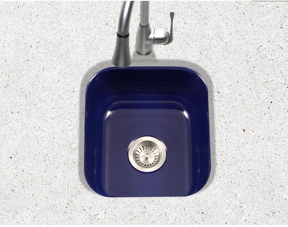 Houzer Porcela Mint Porcelain Enamel Steel Kitchen Sink: 17 Inch Undermount Single Bowl Sink, Durable & Versatile, Essential for Home and Apartment: PCB-1750 MT