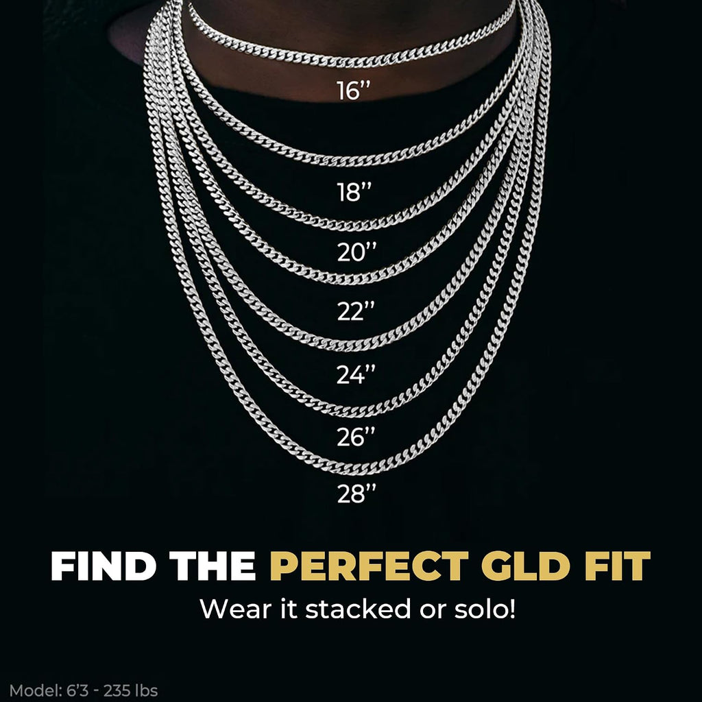 GLD Cuban Link Chain for Men and Women - Gold-Plated Micro Cuban Chain with Premium Storage Travel Pouch - Snatch-Proof Clasp, Sweat-Proof and Fade-Resistant - Lifetime Quality, Designed in Miami