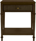 Martha Stewart Kenna Drawer Nightstand for Bedroom Nightstand with Drawer Lily Pond Collection Bedside Table Cottage Design Fluted Drawer, Metal Hardware, Coastal Bedroom Furniture, 26' H Dark Coffee