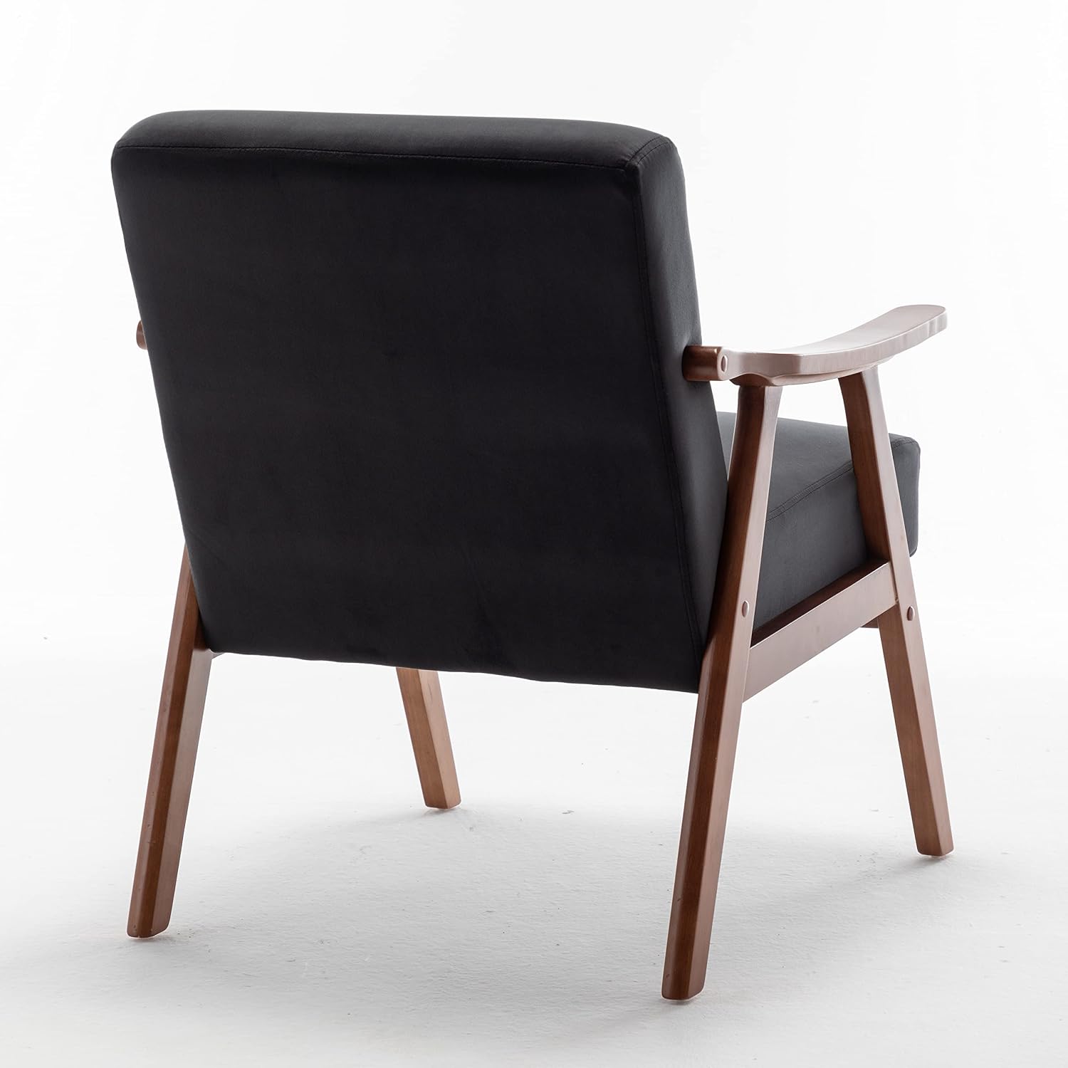 Container Furniture Direct Accent Chair with Microfiber Upholstery and Solid Wood Frame, Classic Mid-Century Modern Living Room Furniture for Extra Seating, Black