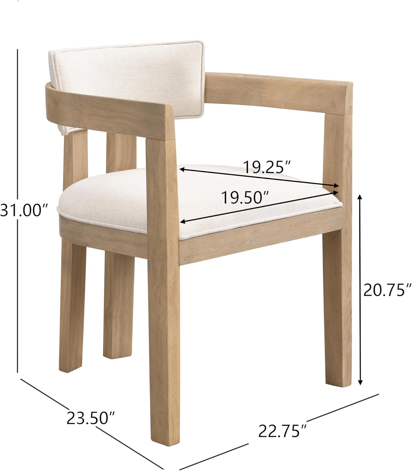 Christopher Knight Home Enat 7-Piece Wooden Dining Table Set for 6, Modern Kitchen Table and Chair Set for 6, Contemporary Dining Room Furniture Set with 6 Upholstered Armchairs, Natural Ash+Beige