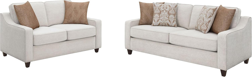 Coaster Home Furnishings - Christine - 2-Piece Woven Chenille Upholstered Sofa and Loveseat Set with Sloped Arms - Transitional - Living Room - Beige - 552061-S2