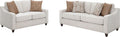 Coaster Home Furnishings - Christine - 2-Piece Woven Chenille Upholstered Sofa and Loveseat Set with Sloped Arms - Transitional - Living Room - Beige - 552061-S2