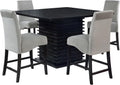 Coaster Home Furnishings - Stanton - 5-Piece Counter Height Dining Set - Square Wood Table with 4 Grey Upholstered Chairs - Dining Room & Kitchen - Black - 102068-S5