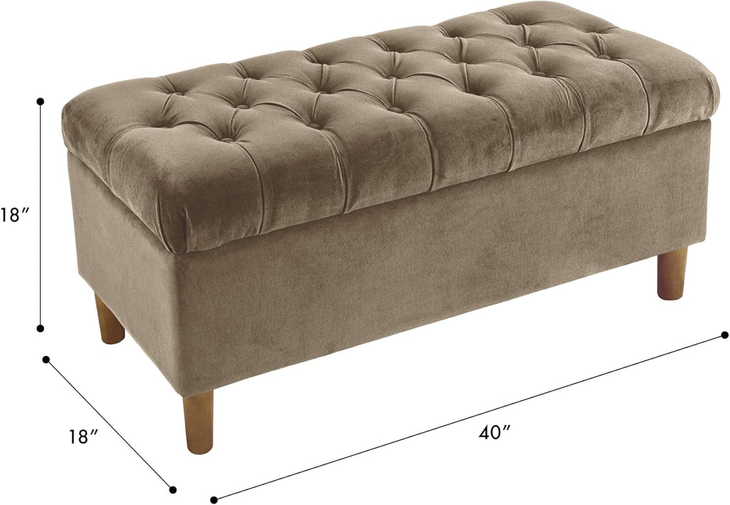 HomePop 40' Ainsley Button Tufted Storage Bench - Fawn Velvet