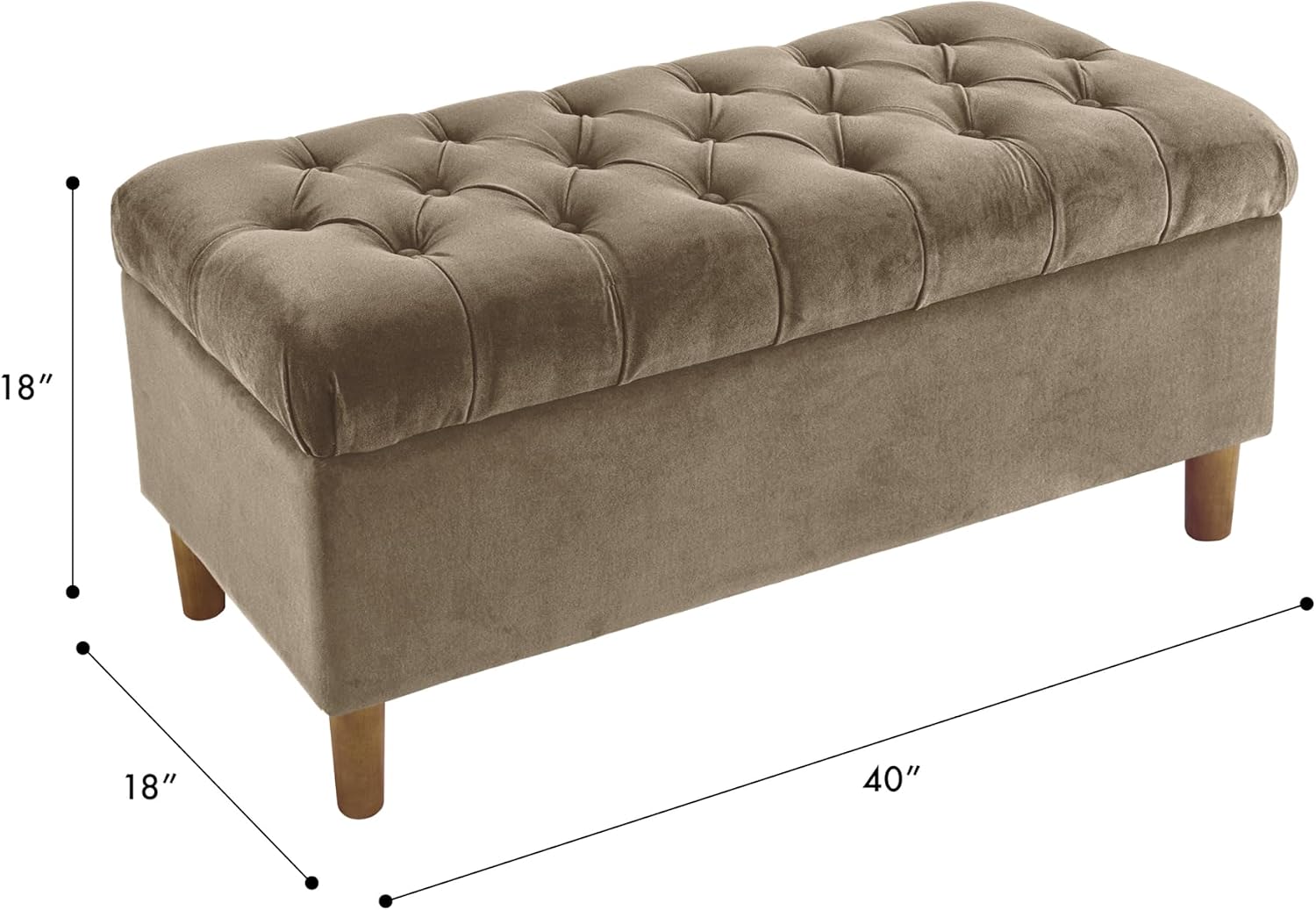 HomePop 40' Ainsley Button Tufted Storage Bench - Fawn Velvet