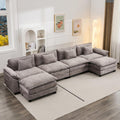 Oprisen 154' Modular Sectional Sofa, Comfy Cloud Couch Sectional Sofa with Ottoman, Chenille Sofa Sleeper Deep Seat Sofa with Throw Pillows for Living Room (Light Gray, 154'- U Shape)