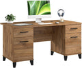 Bush Home 60-Inch Office Desk with Drawers, Computer Desk with File and Box Drawers, Home Office Workstation with Storage Cabinet, Writing Desk Furniture, Somerset Collection, Fresh Walnut