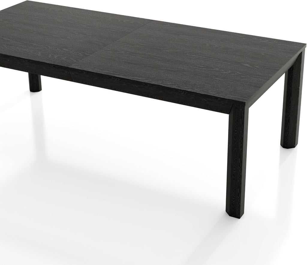 Furniture of America Dannen Modern Solid Wood 118-inch Extendable Dining Table with Leaf, Seats up to 10, Easy Assembly for Home, Kitchen, Living Room, Weathered Black