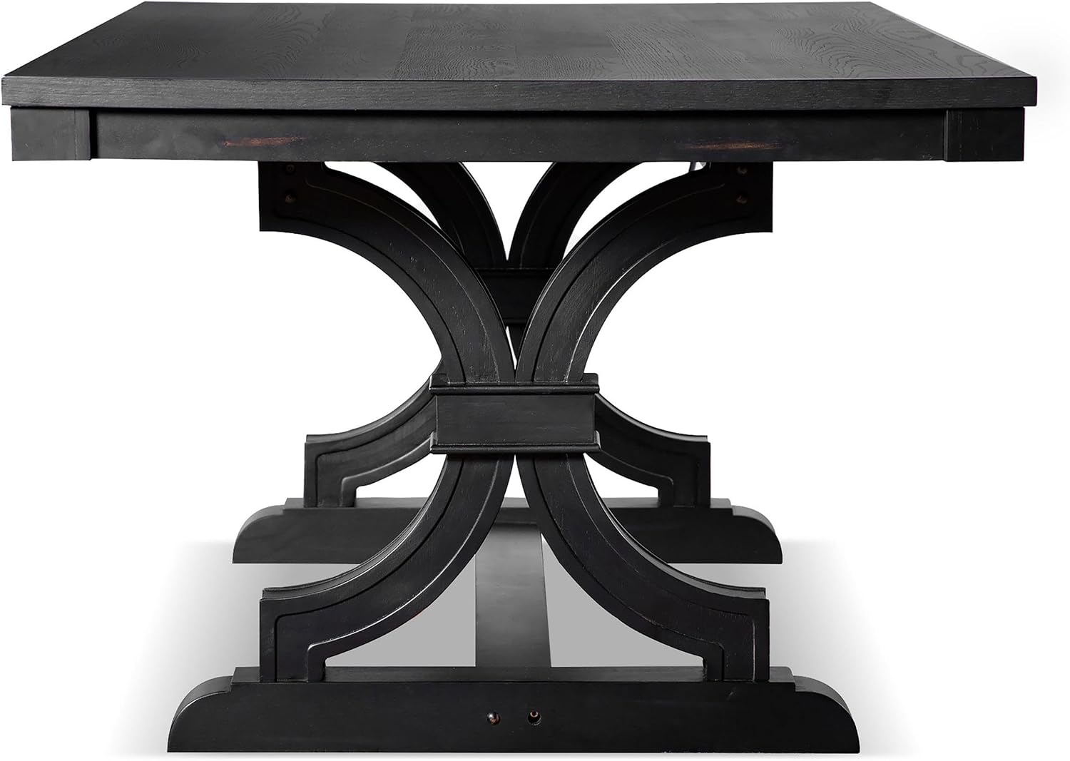 Furniture of America Drystan Farmhouse Wood 7 Piece Rectangle Dining Table Set with Upholstered Chairs, Seats up to 6, for Home, Kitchen, Living Room, Black