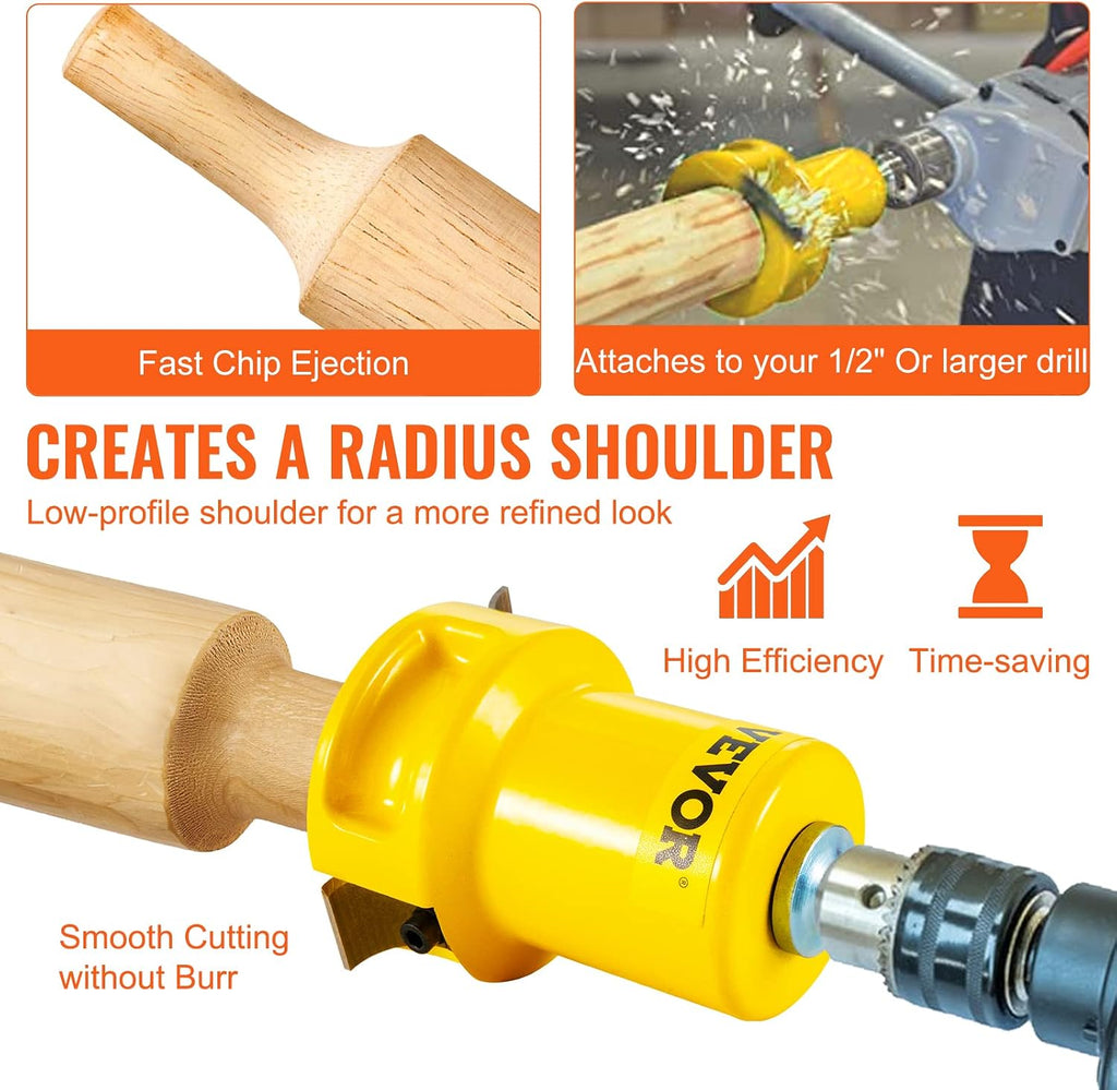 VEVOR Tenon Cutter, 1'/25.4mm & 1.5'/38mm & 2'/50.8mm, Premium Aluminum & Steel Log Furniture Cutter, with Dual Curved Blades & Button Screws Home Master Kit, Commercial Starter's Tool for Home DIY