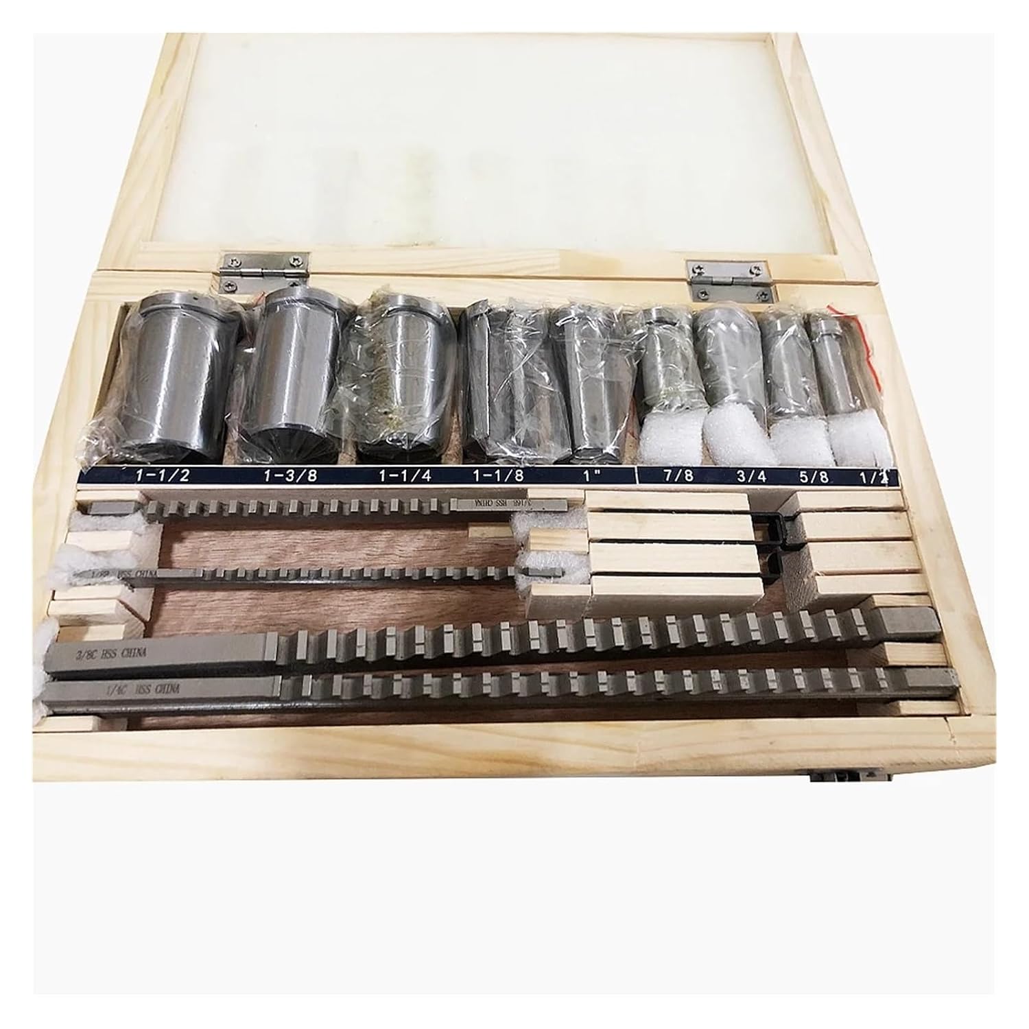 Keyway Broach Kit 18pcs Inch Sized CNC Keyway Broaches Set 1/2-1-1/2 Broach Bushing Shim Set High Speed Steel Cutting Tool
