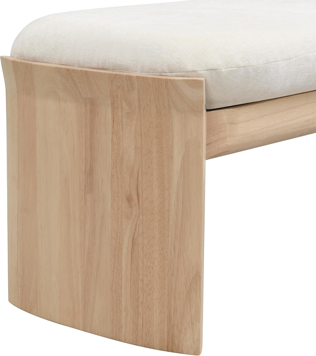 Christopher Knight Home Paxton Fabric Upholstered Ottoman Bench, Rectangular Foot Stools Ottoman, Entryway Wood Ottoman Footrest, Bedroom End of Bed Footstool,Living Room Sofa Extra Seat,Beige+Natural