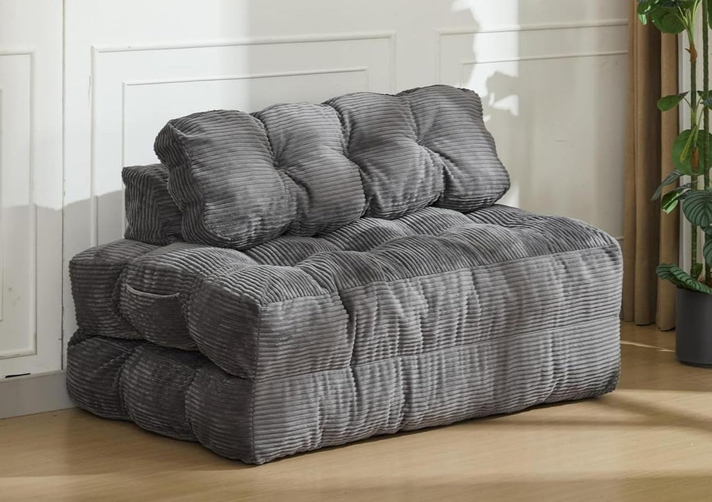 Garvee Folding Sofa Bed, Convertible Sleeper Chair with Pillow Foldable Mattress with Back Support, Boneless Fold Out Chair Bed Comfy Floor Sofa Lounge for Living Room, Bedroom, Dark Gray, Full