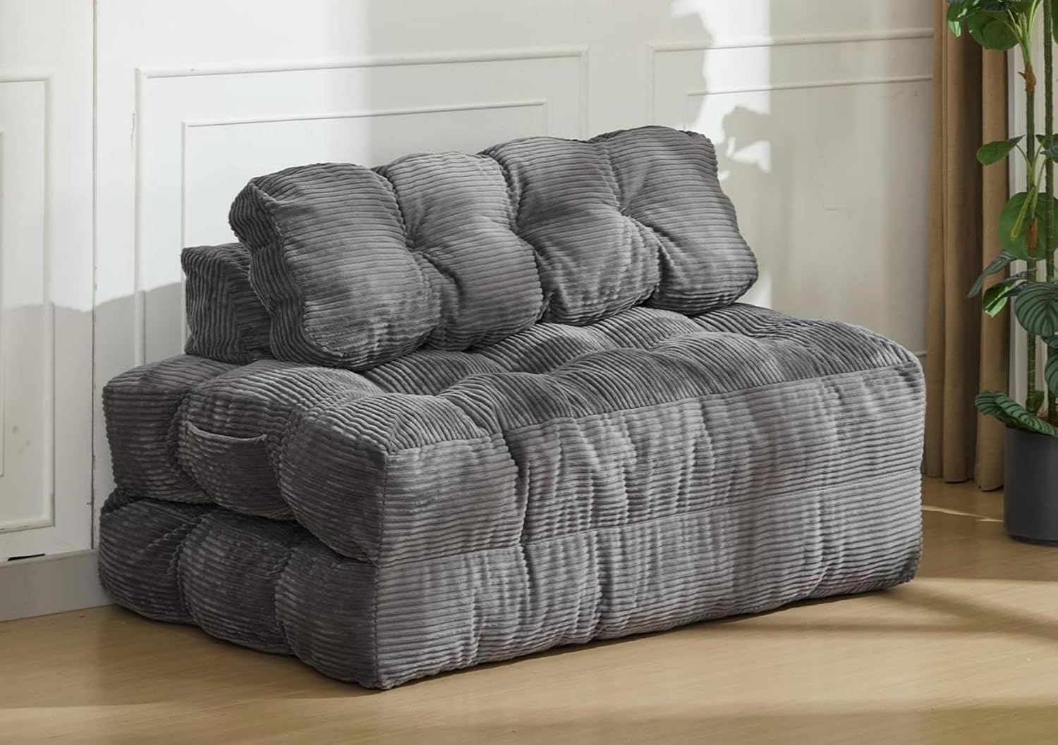 Garvee Folding Sofa Bed, Convertible Sleeper Chair with Pillow Foldable Mattress with Back Support, Boneless Fold Out Chair Bed Comfy Floor Sofa Lounge for Living Room, Bedroom, Dark Gray, Full