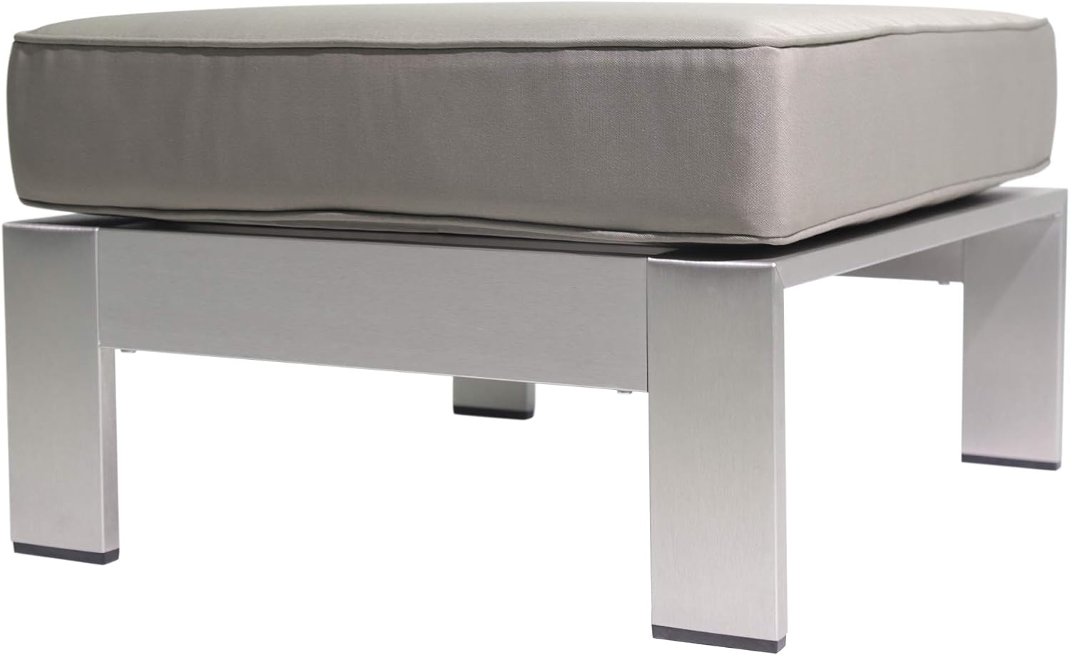 Christopher Knight Home Aya Coral Cushioned Aluminum Ottoman, Silver and Khaki