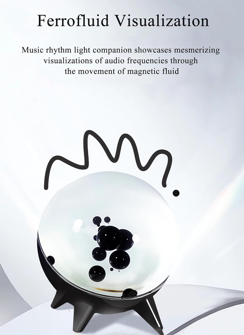 Cuifati Ferrofluid Speaker Sound Visualizer, Magnetic Fluid Sound Pickup with Music Rhythm, Dancing Ferrofluid in a Bottle Visual Desktop Ornament for Desktop Decoration