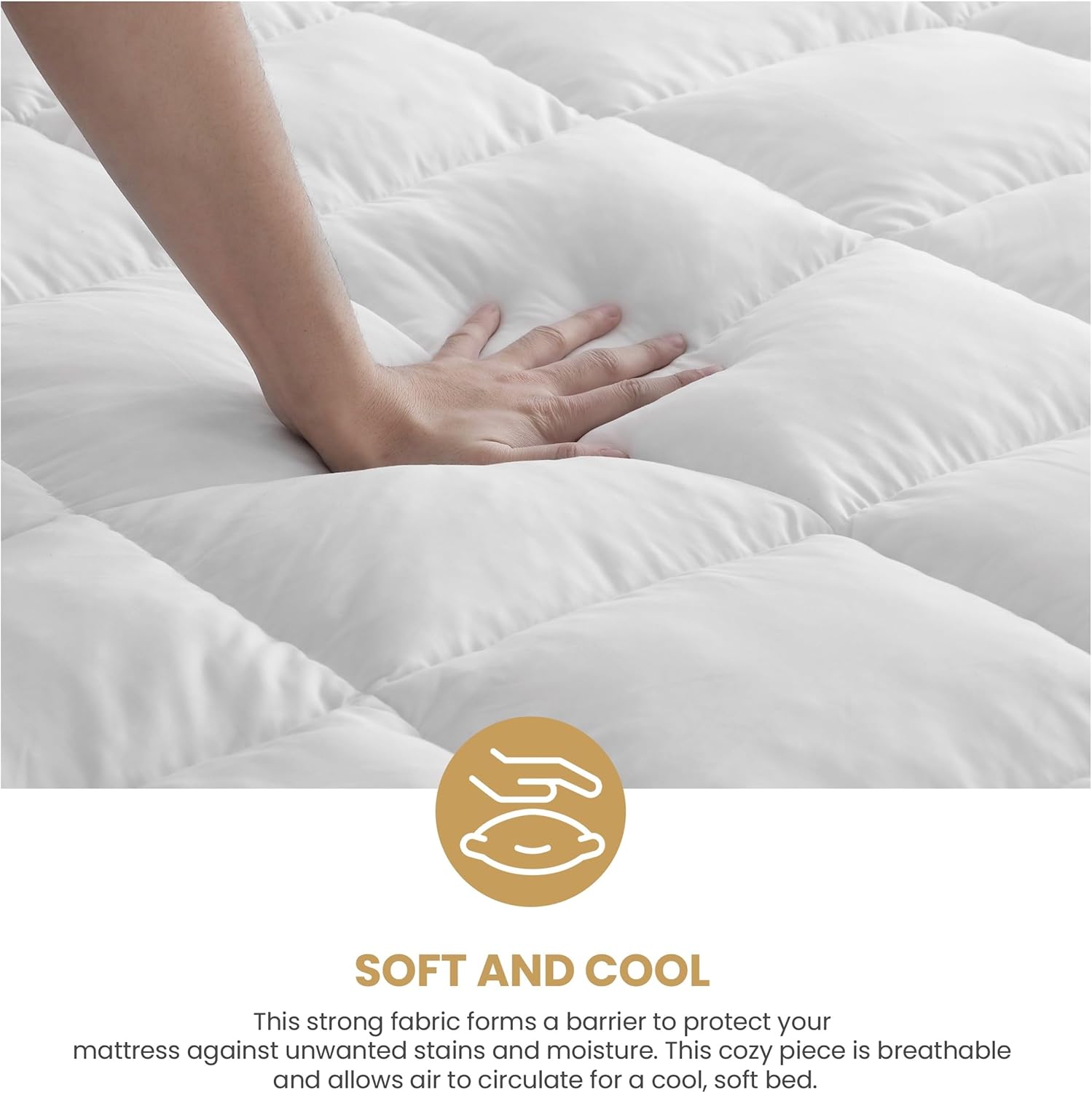 Superior Mattress Topper, Down Alternative, 2 Inch Deep Sized Bed Pillow Top, Comfort Pad, Fluffy Mattress-Topper Protector, Plush Cooling Extra Soft, Hotel Quality, California King, White