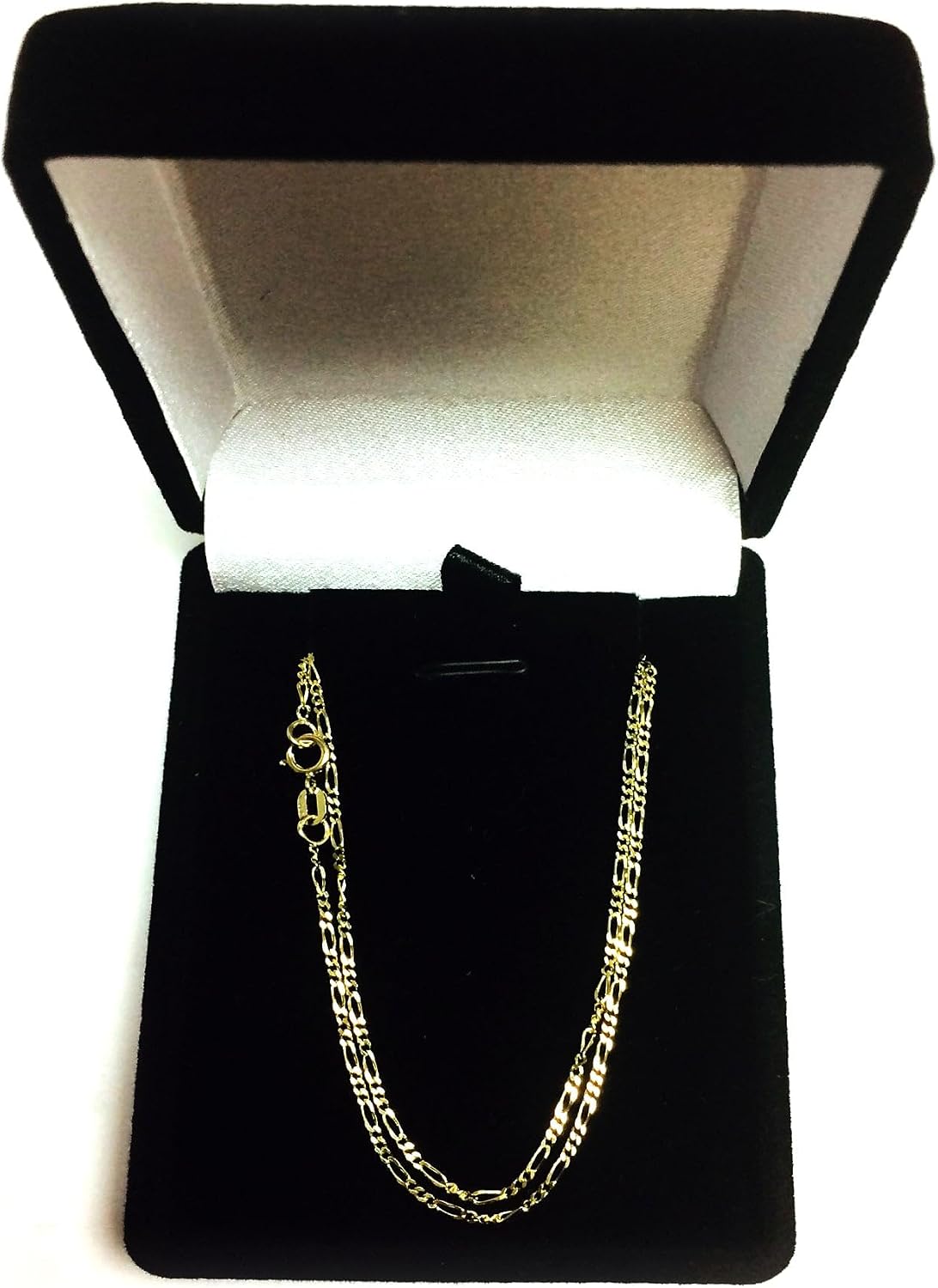 Jewelry Affairs 14k Yellow Solid Gold Figaro Chain Necklace, 1.3mm