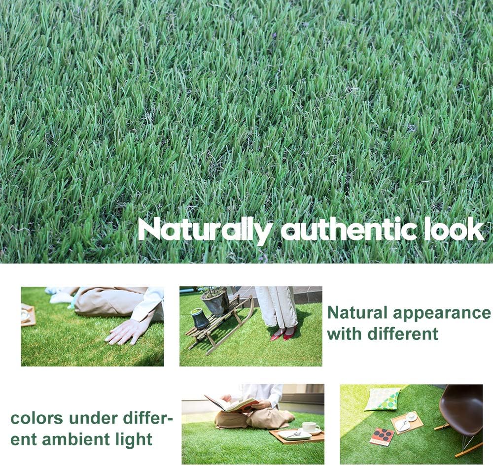 Artificial Grass Turf 5FTX32FT,1,38inch 4 Tone Realistic Synthetic Thick Fake Faux Grass Rug Astroturf Carpet Landscape for Dogs Indoor Outdoor Garden Lawn Mat, with Drainage Holes