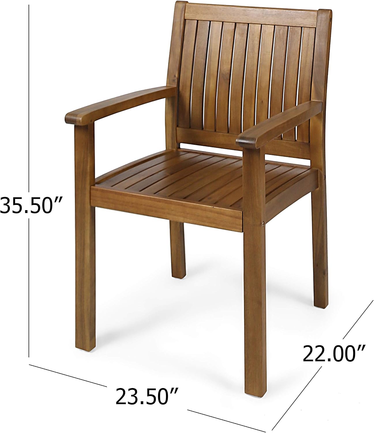 Christopher Knight Home Teague Outdoor Acacia Wood Dining Chairs (Set of 2), Teak Finish