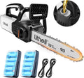 Litheli 12' Brushless Electric Battery Chainsaw, Chain Saw with 2 x 20V MAX 2.0Ah Battery，Cordless Handheld Battery Powered Chainsaw Auto-Lubrication for Wood Cutting Trimming Courtyard