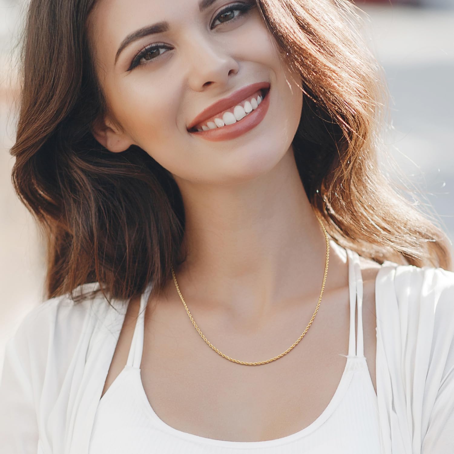 14K Gold Necklaces for Women 14K Gold Chain for Women Chain Necklace for Men Timeless yet Classic Rope Chains Design Chains for Womens Necklace 16/18/20/22/24/26in