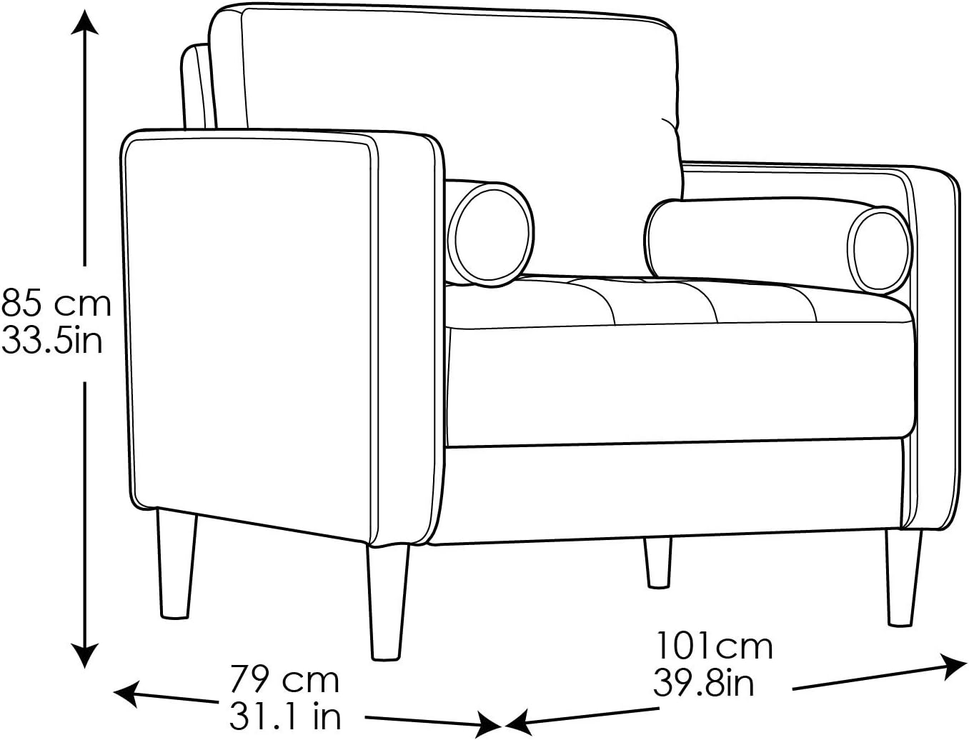 Studio Living® Lexington 39.4' Arm Chair, Mid-Century Modern, Pocket Coil Comfort, Easy Assembly, Woven Fabric, Navy Blue