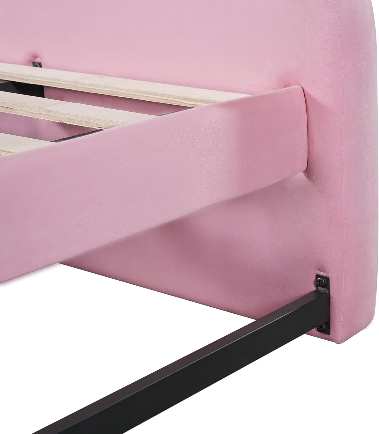 Christopher Knight Home Leonhart Velvet Upholstered Twin Size Bed Frames with Headboard/Footboard, Day Bed Frame Twin with Pull-Out Functionality, Iron Frame + Wooden Slat Trundle Bed Twin, Pink