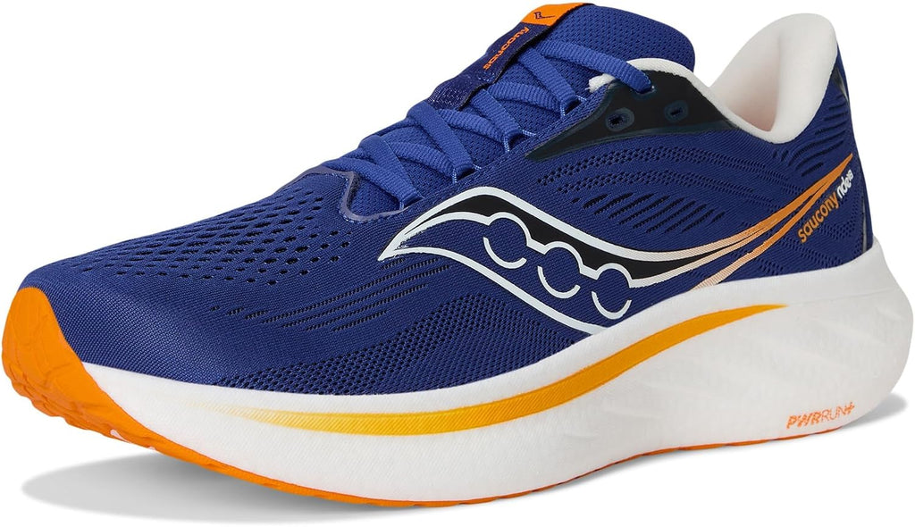 Saucony Men's Ride 18 Sneaker, Azurite/Peel, 9