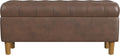 HomePop 40' Ainsley Button Tufted Storage Bench - Brown Faux Leather