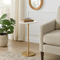 Glam End Table, Side Table, or Small Night Stand for Home Decor – Bold Metal Table with Luxurious Round Marble Top Ideal for Office, Bedroom, or Living Room – Sturdy Table for Small Spaces – 24' Gold